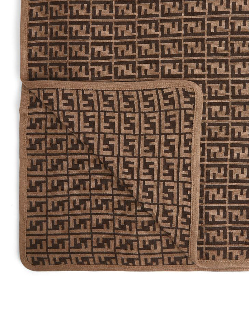 Baby FF Logo Brown Knit Blanket