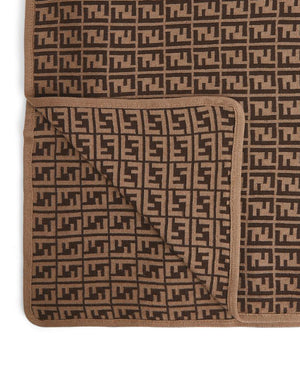 
  
    Fendi
  
 Baby FF Logo Brown Knit Blanket