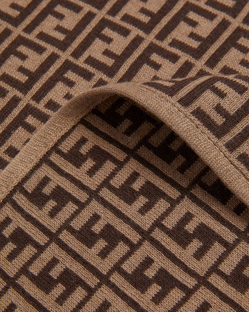 Baby FF Logo Brown Knit Blanket