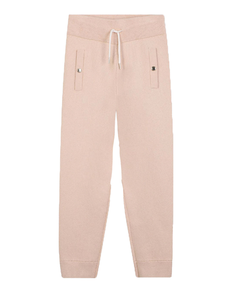 Girls Beige Knit Track Pants