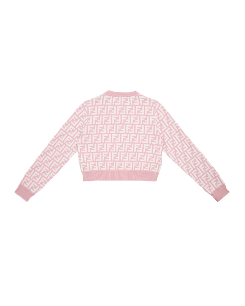 Girls Pink FF Knit Cardigan