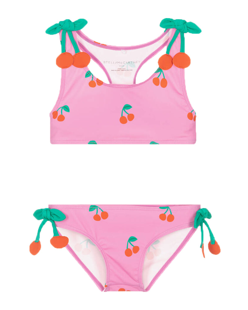 Girls Pink Cherry Print Bikini