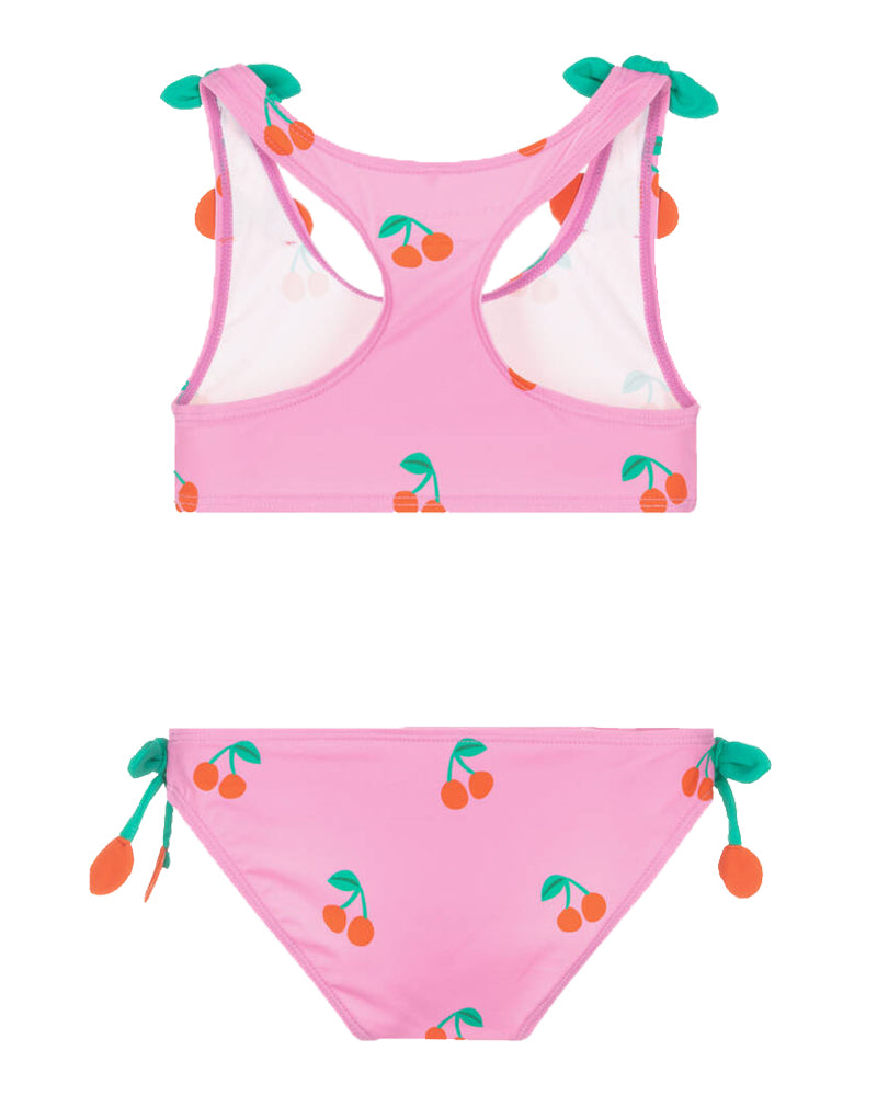 Girls Pink Cherry Print Bikini