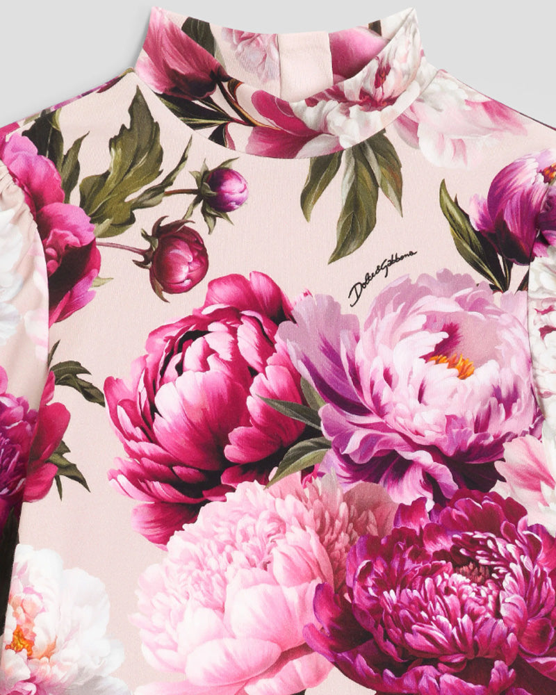 
  
    Dolce
  
    &
  
    Gabbana
  
 Girls Fuchsia Peonie Print  Mock-Neck Top