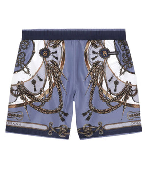 
  
    Dolce
  
    &
  
    Gabbana
  
 Boys Blue Printed Nylon Swim Shorts