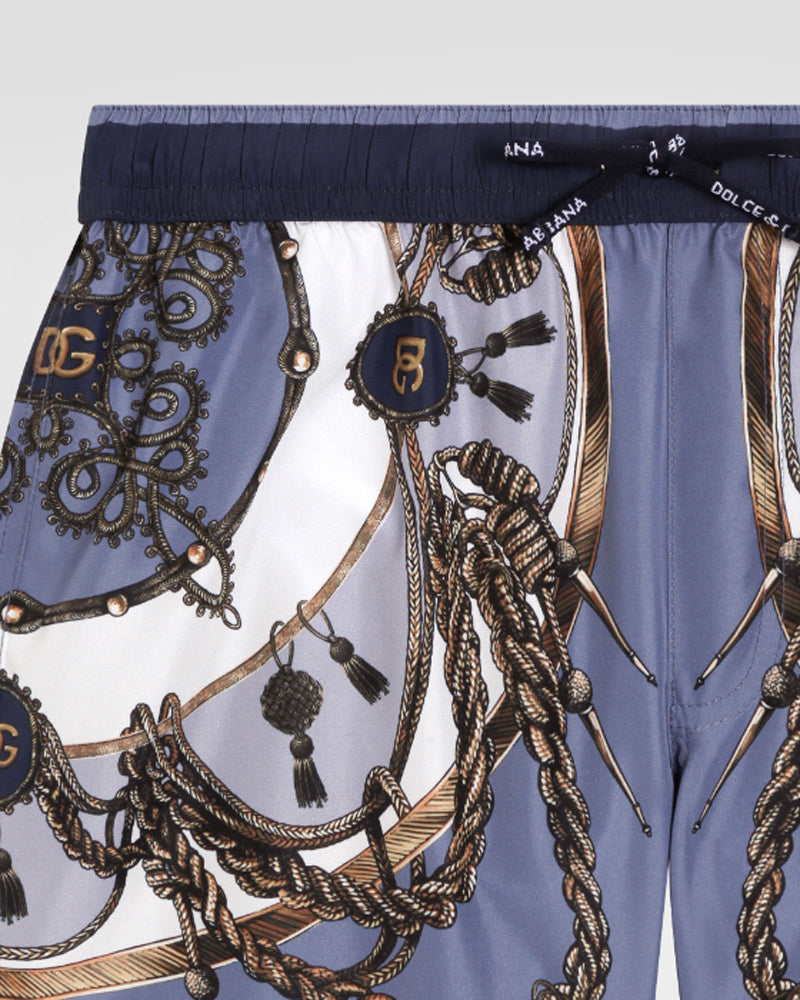 
  
    Dolce
  
    &
  
    Gabbana
  
 Boys Blue Printed Nylon Swim Shorts