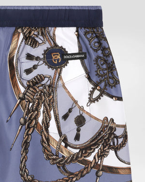 
  
    Dolce
  
    &
  
    Gabbana
  
 Boys Blue Printed Nylon Swim Shorts