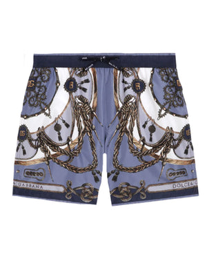 
  
    Dolce
  
    &
  
    Gabbana
  
 Boys Blue Printed Nylon Swim Shorts