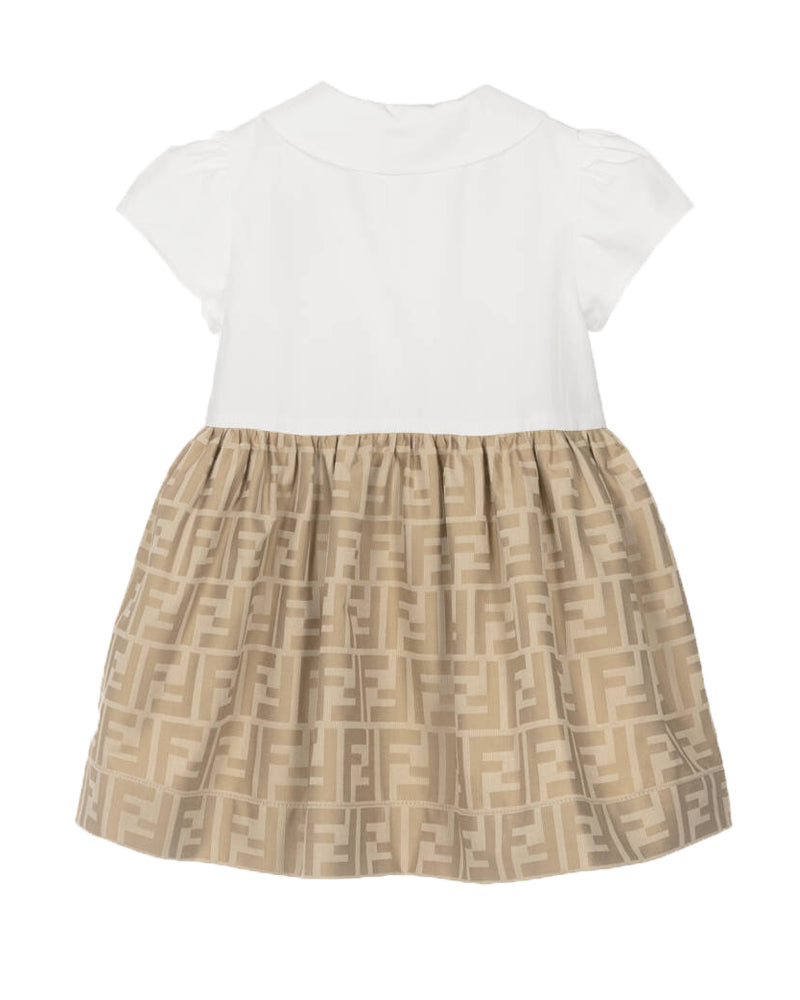 Baby Girls White/Beige FF Dress