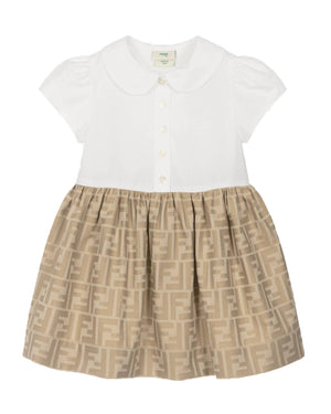 
  
    Fendi
  
 Baby Girls White/Beige FF Dress