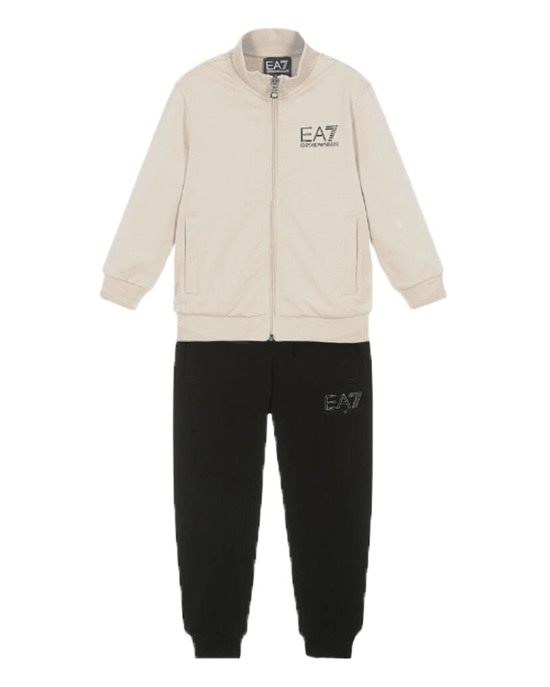 Ea7, Emporio, Armani, Boys Logo Beige/Black Tracksuit