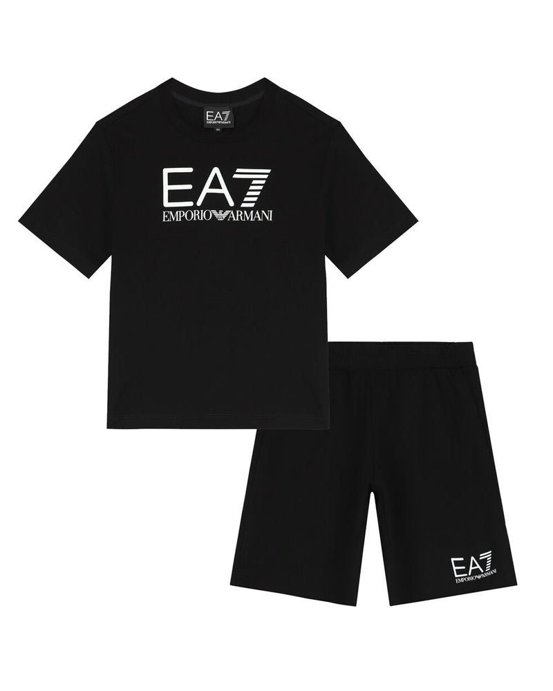       Ea7      Emporio      Armani   Boys Black T &amp; Short Set