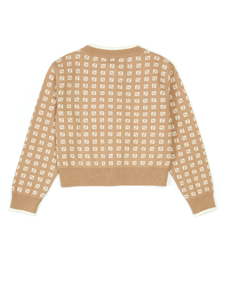 
  
    Fendi
  
 Girls Beige Knit Micro FF Cardigan