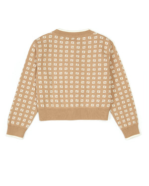
  
    Fendi
  
 Girls Beige Knit Micro FF Cardigan