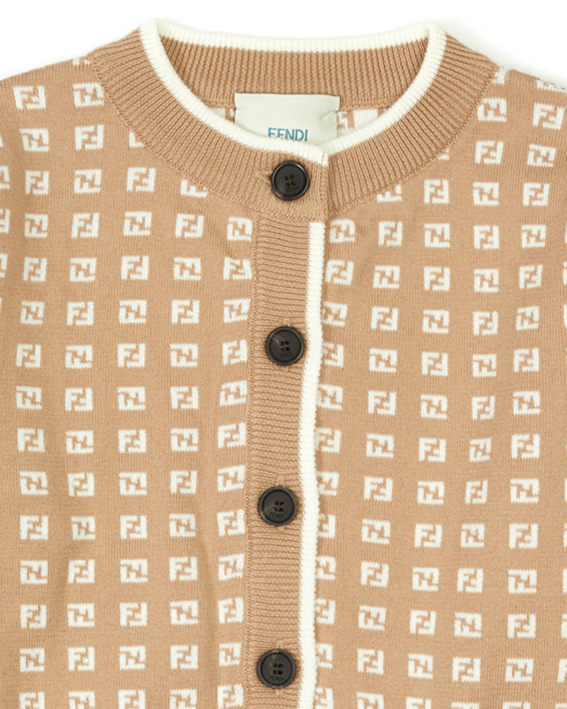
  
    Fendi
  
 Girls Beige Knit Micro FF Cardigan