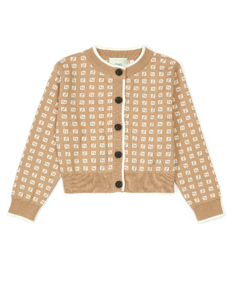 
  
    Fendi
  
 Girls Beige Knit Micro FF Cardigan