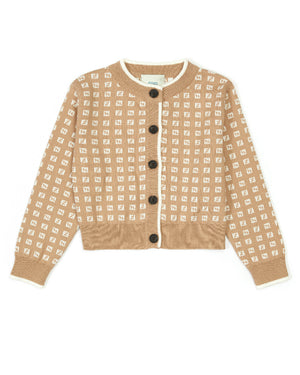
  
    Fendi
  
 Girls Beige Knit Micro FF Cardigan