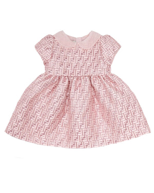 
  
    Fendi
  
 Baby Girls Pink Shiny Jacquard FF Dress