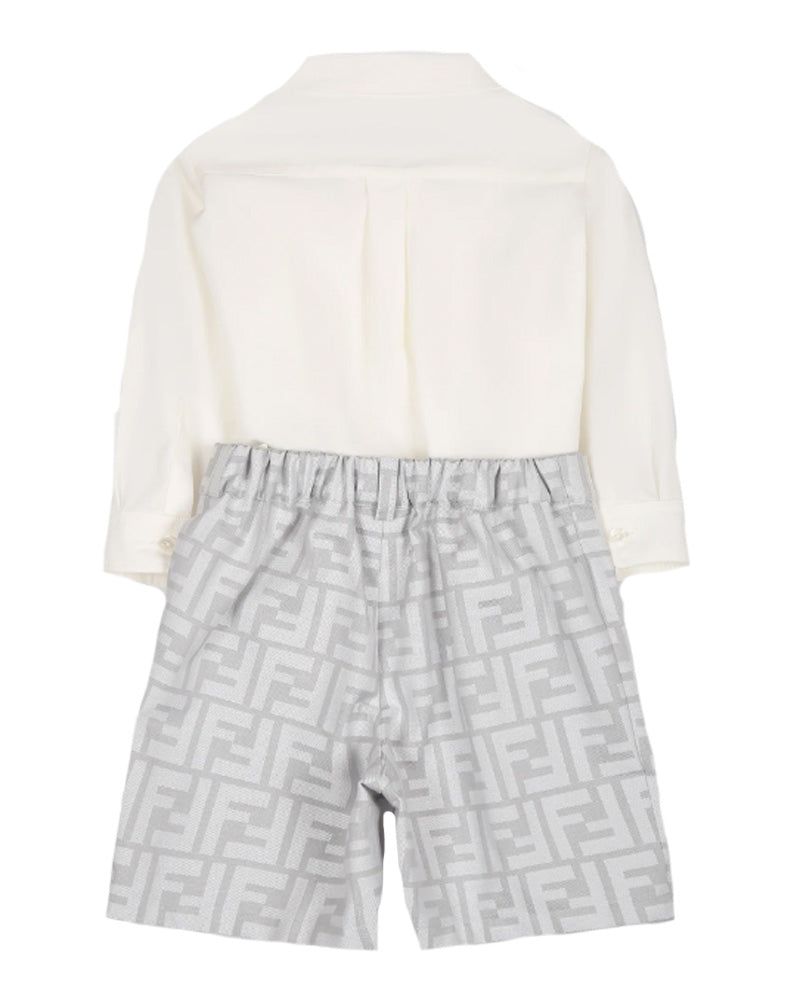 Baby Boys White/Grey Romper