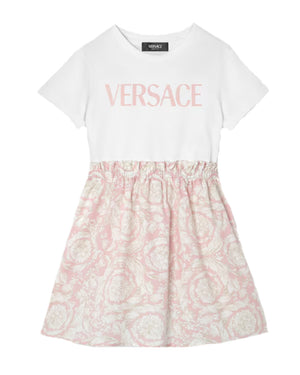 
  
    Versace
  
 Girls Pink Logo Barocco Dress