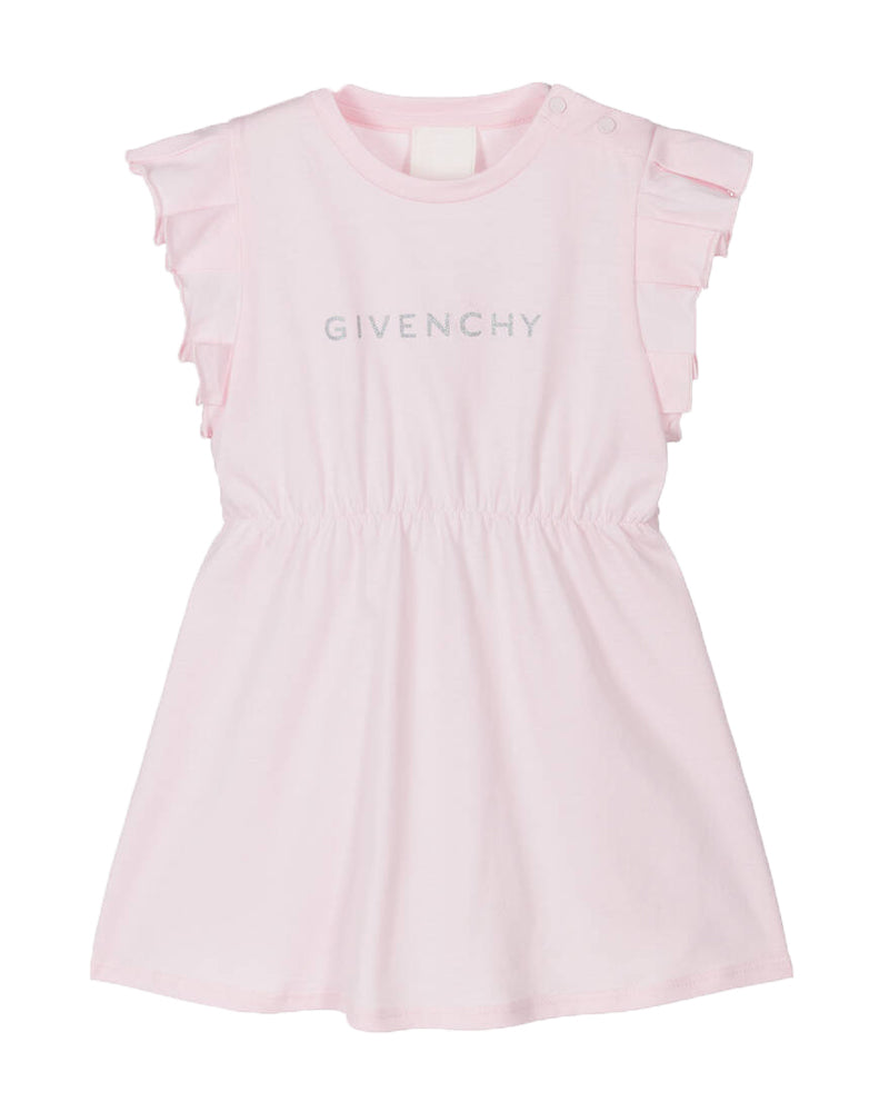 Baby Girls Pink Ruffle Logo Dress