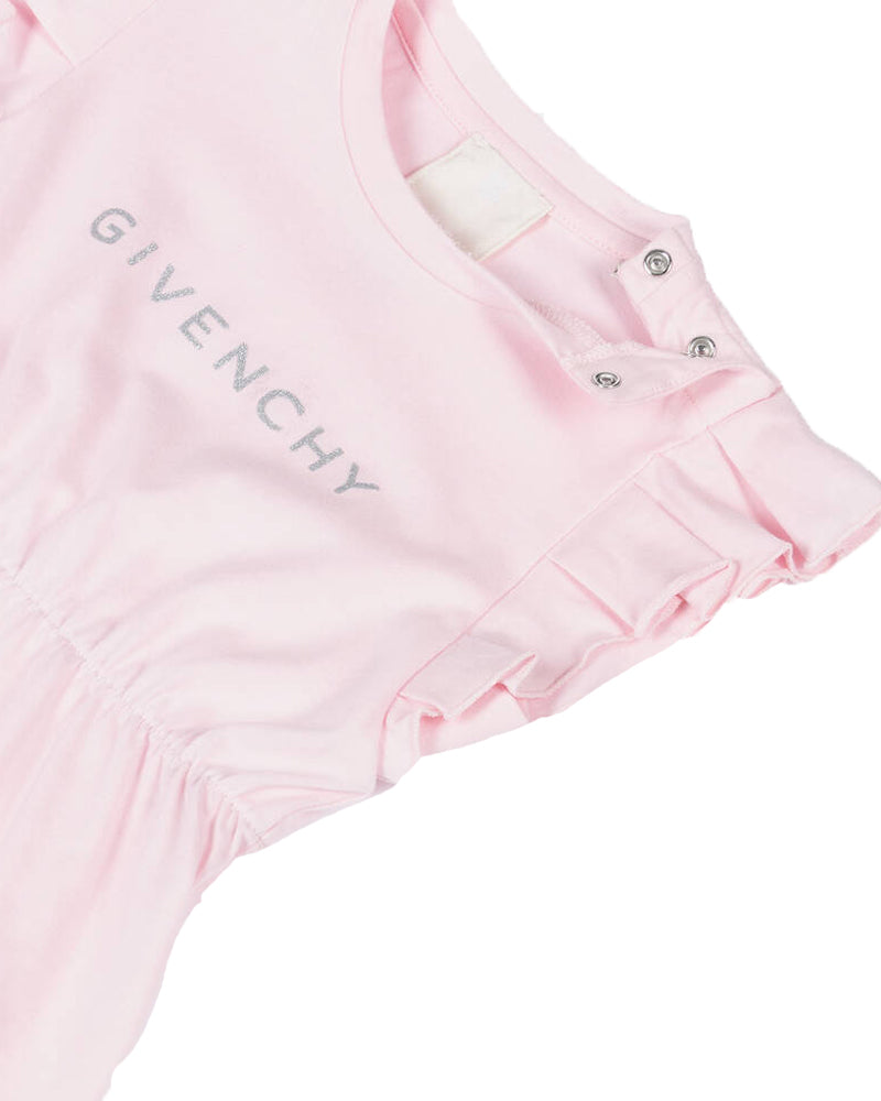 Baby Girls Pink Ruffle Logo Dress