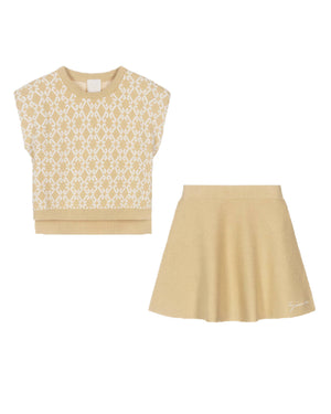
  
    Givenchy
  
 Girls Beige Knit 4G Top & Skirt Set