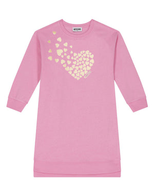 
  
    Moschino
  
 Girls Pink Heart Print Sweatshirt Dress