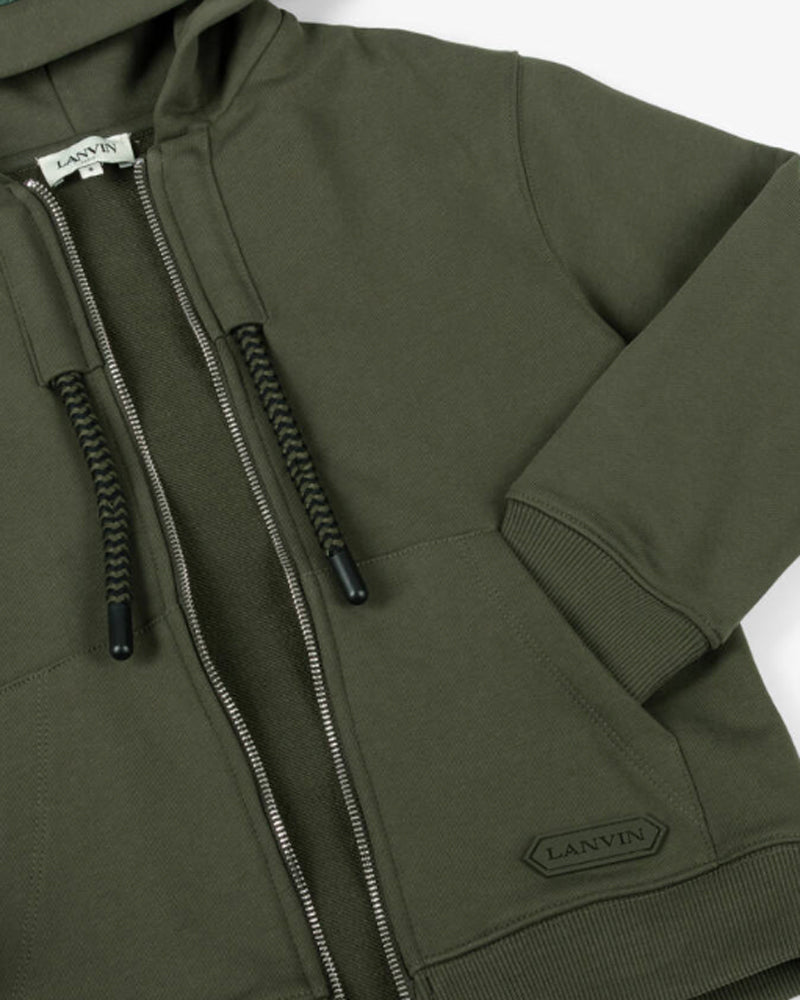 Boys Green Zip Logo Sweater