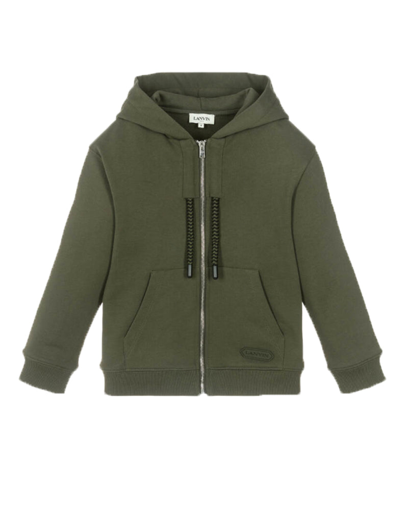 Boys Green Zip Logo Sweater