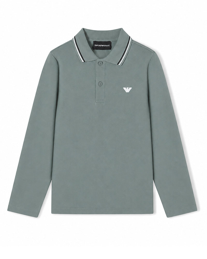 
  
    Emporio
  
    Armani
  
 Boys Green Long Sleeve Cotton Polo
