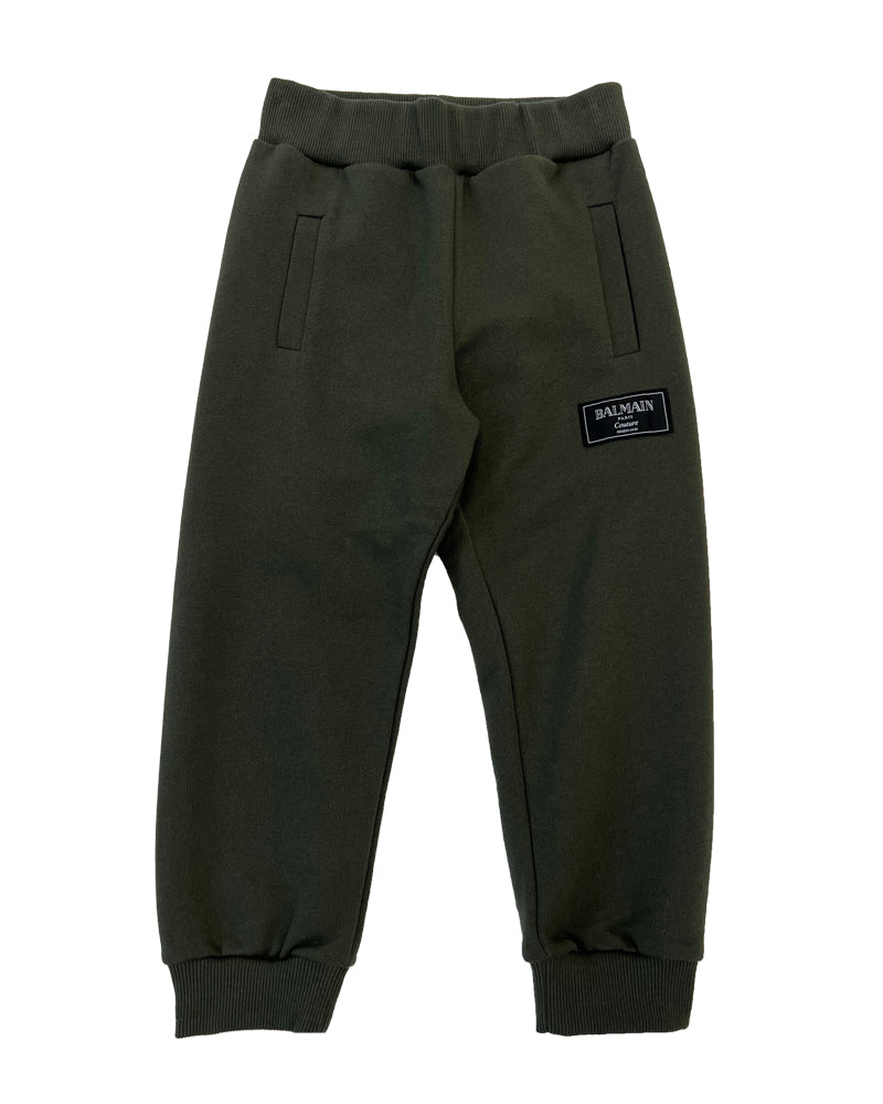 Balmain Kids Green Cotton Track Pants