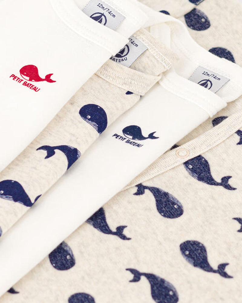 Baby Boys Blue/Beige Whale Gift Set