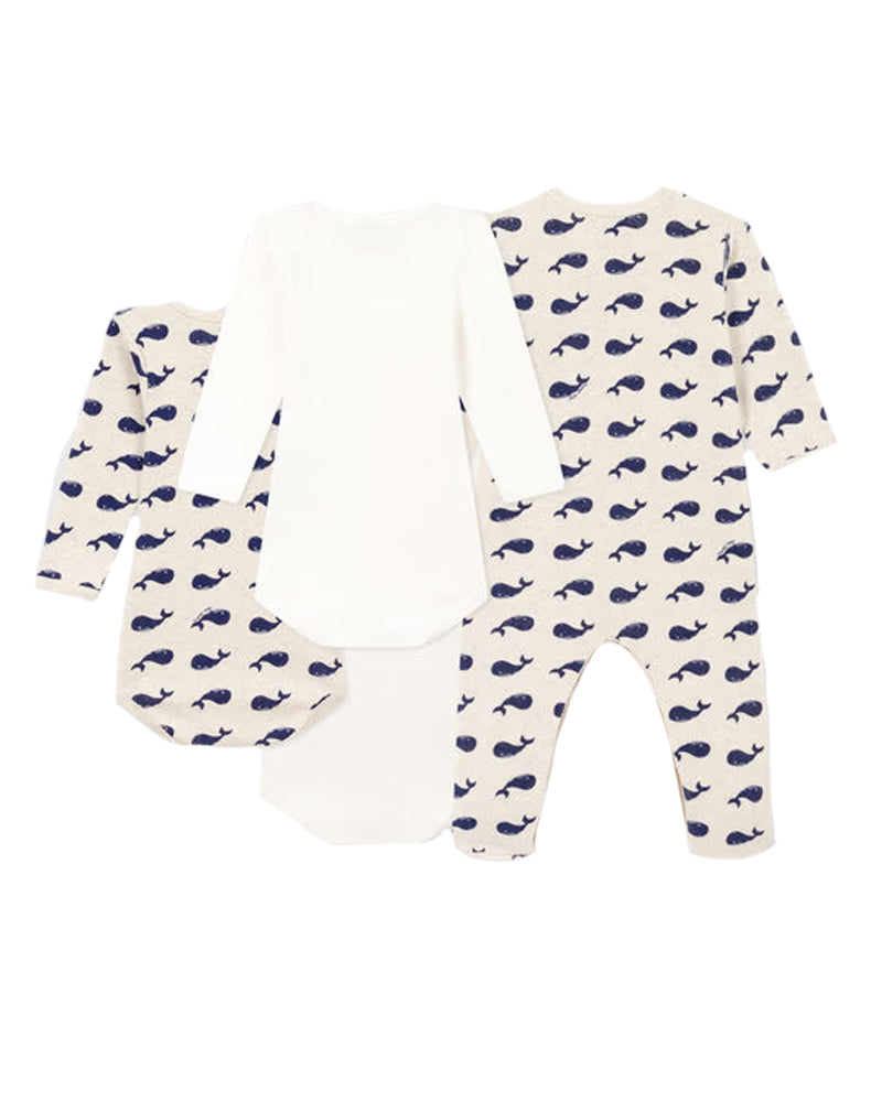 Baby Boys Blue/Beige Whale Gift Set