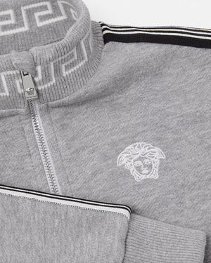 
  
    Versace
  
 Boys Grey Zip Greca Sweater