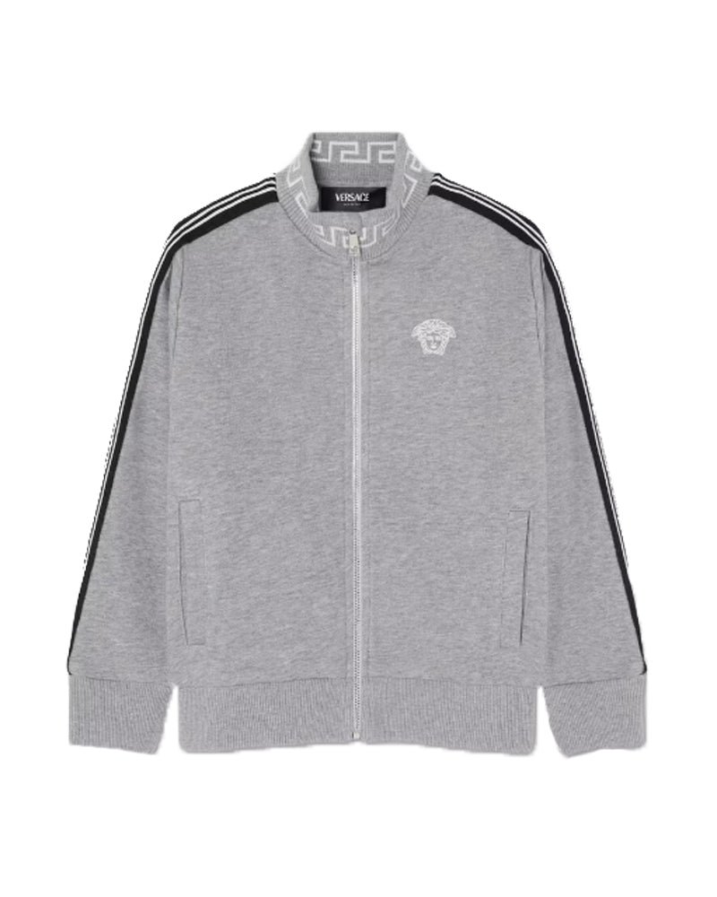 Boys Grey Zip Greca Sweater