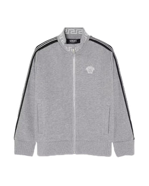 
  
    Versace
  
 Boys Grey Zip Greca Sweater