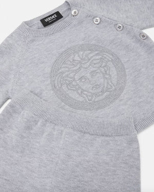 
  
    Versace
  
 Baby Grey Embroidered Medusa Knit Set