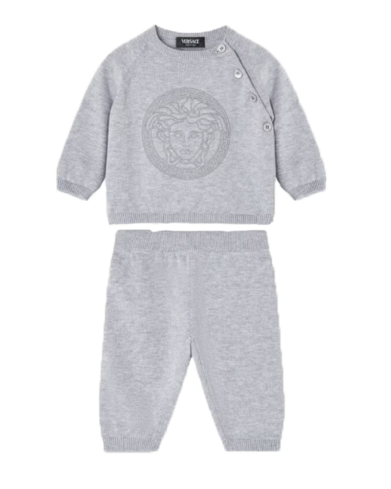 Baby Grey Embroidered Medusa Knit Set