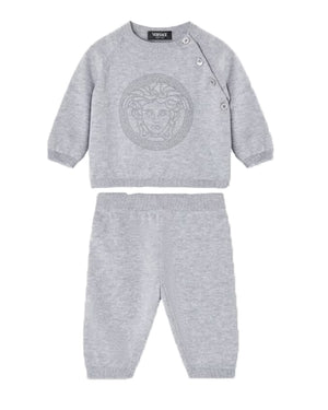 
  
    Versace
  
 Baby Grey Embroidered Medusa Knit Set