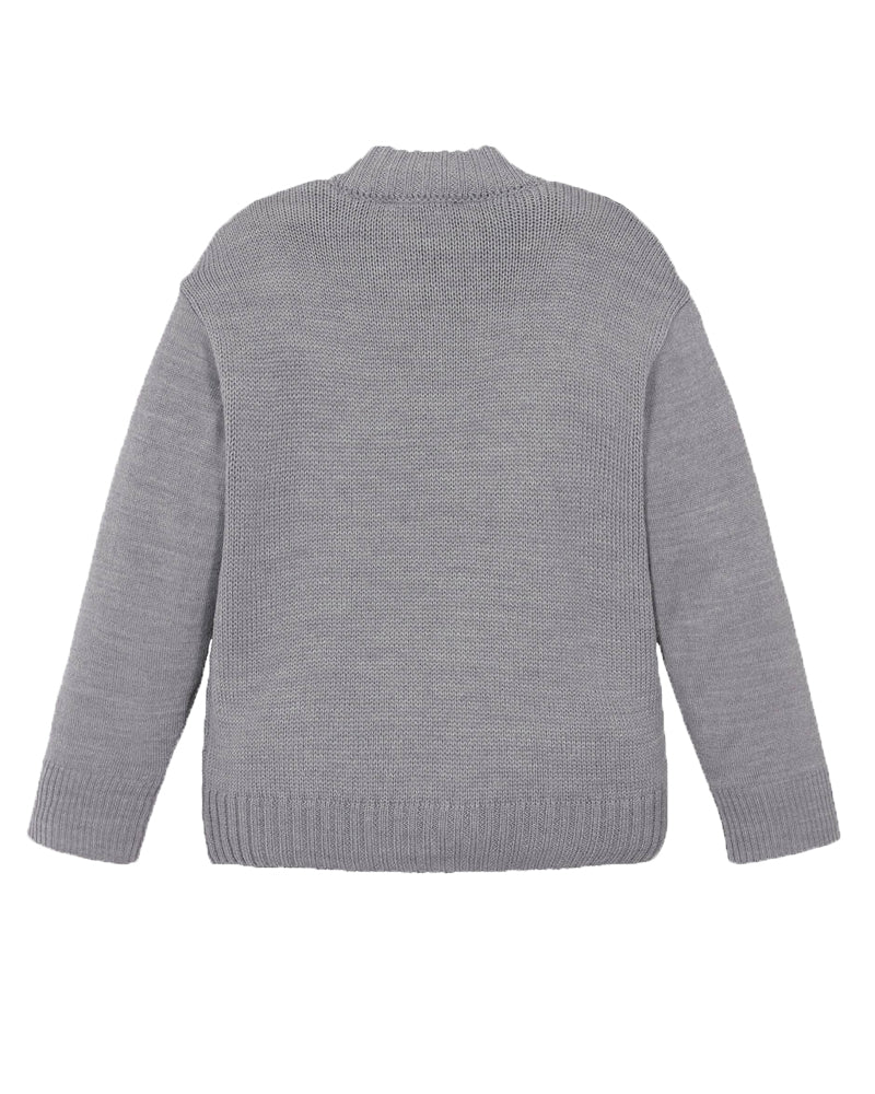 Boys Grey Knit Wool Zip Up Cardigan