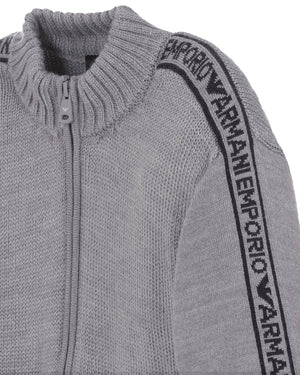 
  
    Emporio
  
    Armani
  
 Boys Grey Knit Wool Zip Up Cardigan