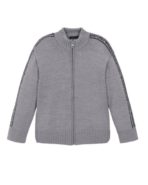 
  
    Emporio
  
    Armani
  
 Boys Grey Knit Wool Zip Up Cardigan