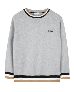 
  
    Boss
  
 Boys Grey Knit Sweater