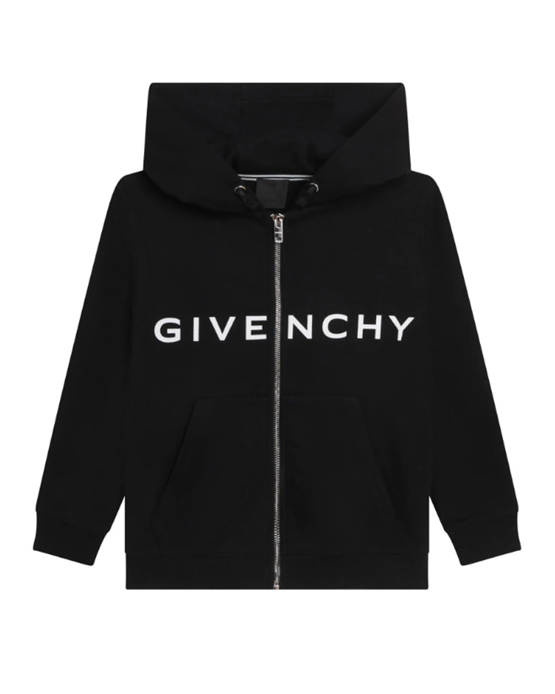 Girls Black Logo Zip Hoodie