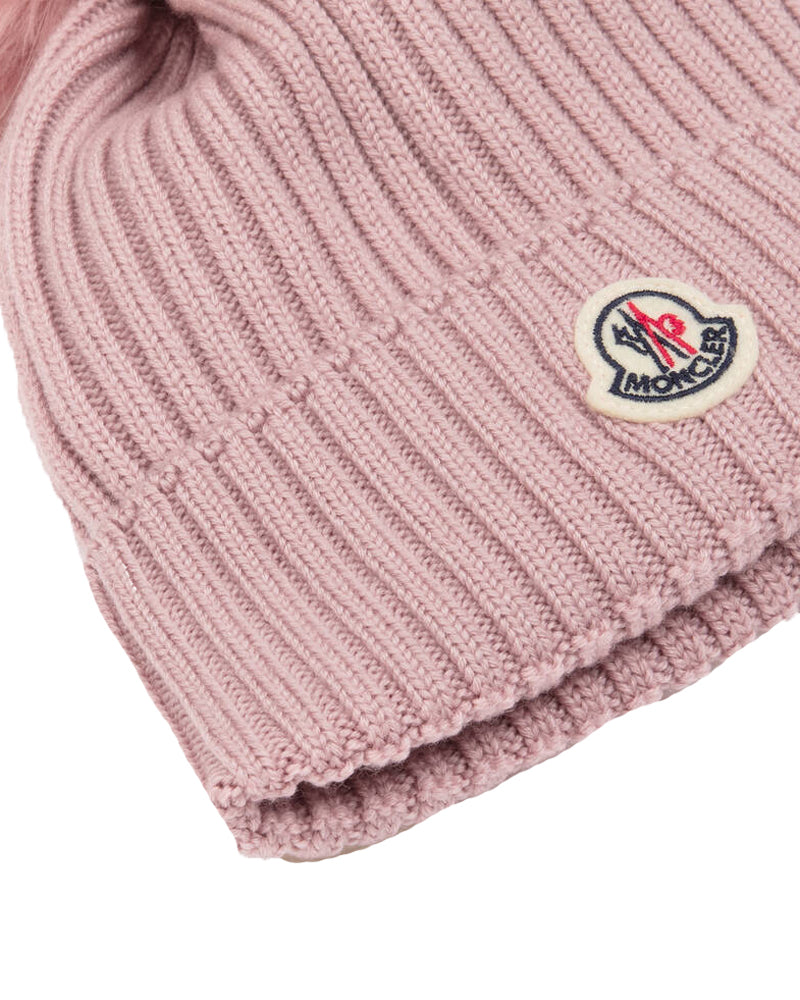 Girls Pink Wool Pom-Pom Hat