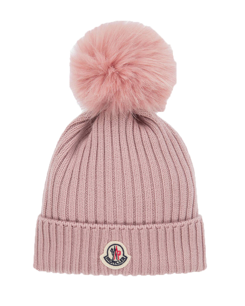 Girls Pink Wool Pom-Pom Hat