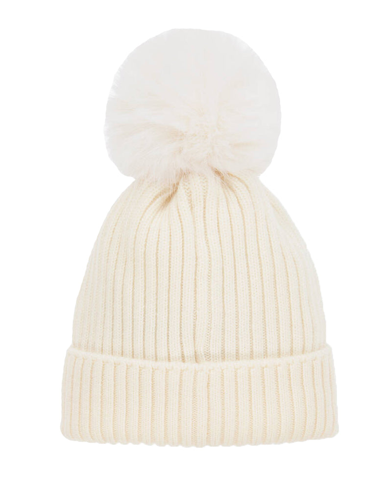 White Wool Pom-Pom Hat