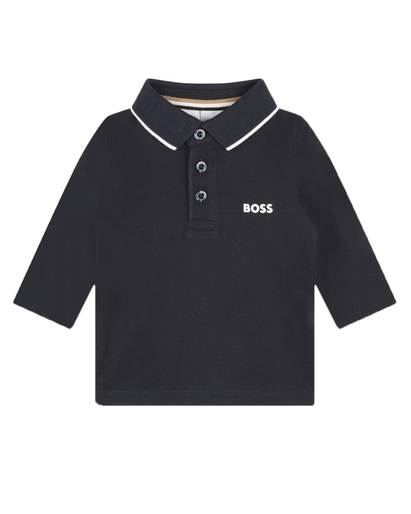 Baby Boys Navy Long Sleeve Polo