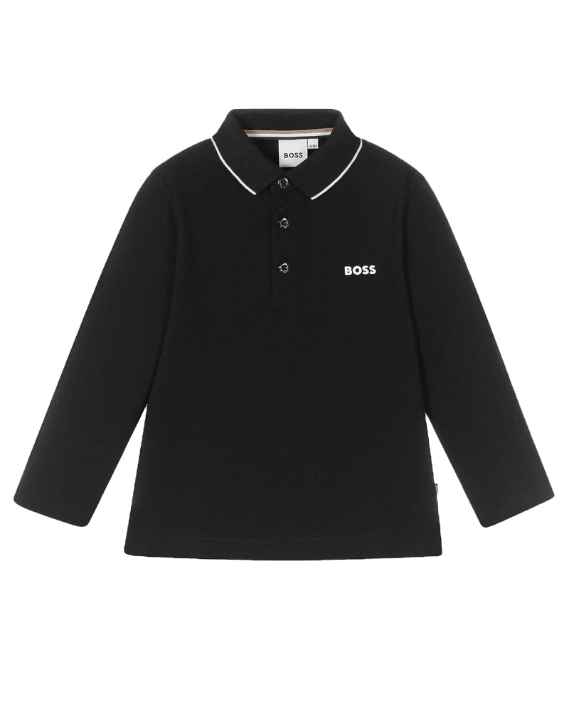 Hugo boss black long sleeve polo shirt best sale